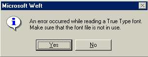 Error Creating Font Message